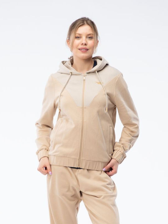 Damen Sweatshirtjacke Beige