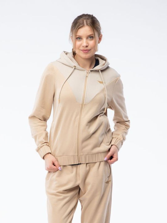 Damen Sweatshirtjacke Beige
