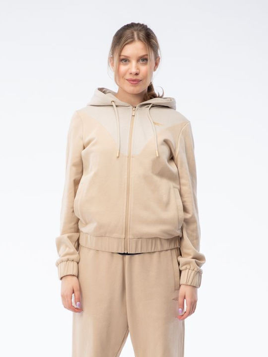 Damen Sweatshirtjacke Beige