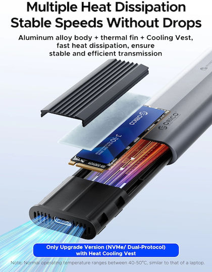 Orico Θήκη για Σκληρό Δίσκο M.2 SATA III NVME με σύνδεση USB 3.2 Type-C σε Γκρι χρώμα