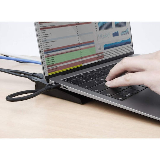 Manhattan USB-C Docking Station with DisplayPort 4K PD Ethernet and 3 Monitors Connection Black