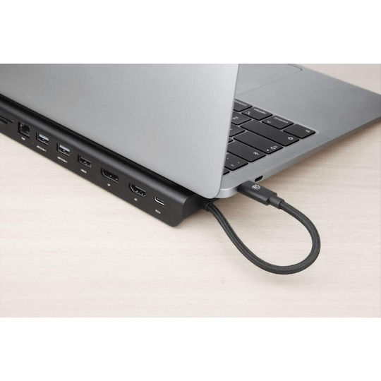Manhattan USB-C Docking Station with DisplayPort 4K PD Ethernet and 3 Monitors Connection Black