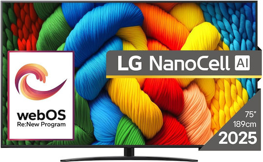 LG Smart Fernseher 75" 4K UHD LED NanoCell AI NANO81 HDR (2025)