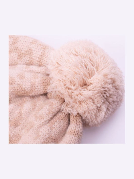 Beanie Γυναικείος Σκούφος Πλεκτός σε Ροζ χρώμα