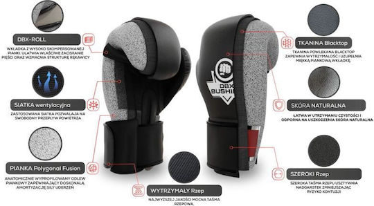 DBX Bushido B-2v13 Boxing Gloves Leather for Competition Black