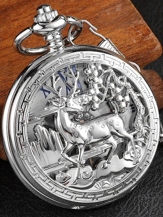 Gorben Ανδρικό Ρολόι 13mm Τσέπης Μπαταρίας Ασημί