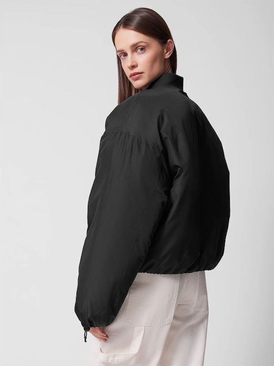 Μακρύ Γυναικείο Bomber Jacket Μαύρο
