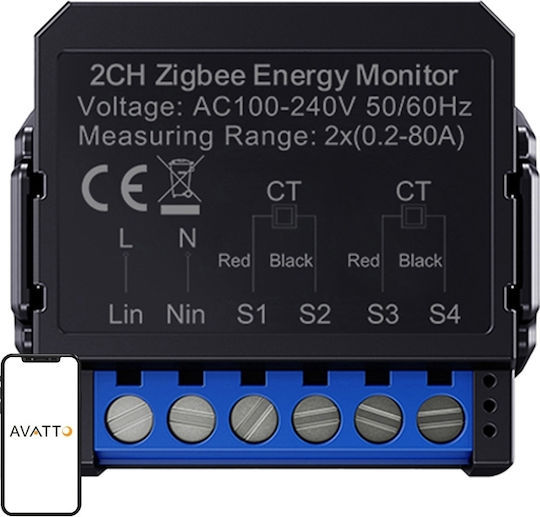 Avatto ZWPM16-2 Analizator De Energie Panou Electric Analogic Monofazic Zigbee Tuya