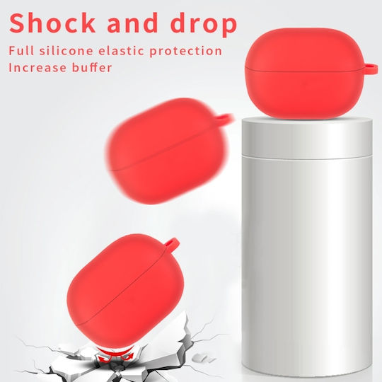 Case Silicone with Hook in Red color for Redmi Buds 3 Lite