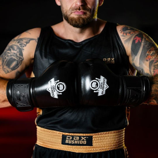 DBX Bushido Mănuși de Box din Piele pentru Competiție Negre