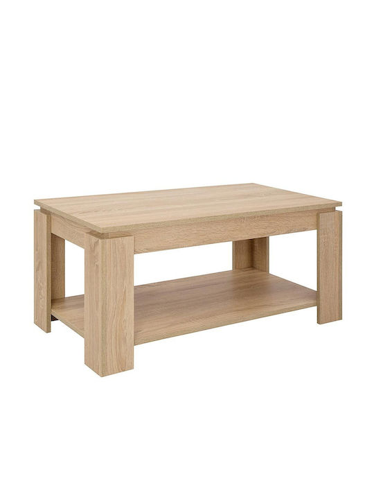 Rectangular Side Wooden Coffee Table with Lifting Mechanism Beige W50xL100xH43cm