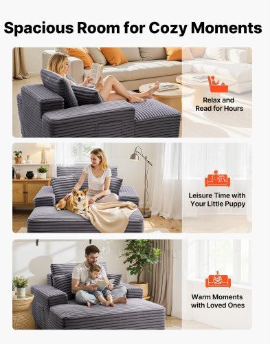 Vielseitiger Sitzsack & Pouf Bett Grau 170x124x70cm