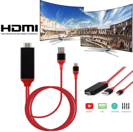 ATC Μετατροπέας Lightning male σε HDMI female Κόκκινο 1τμχ