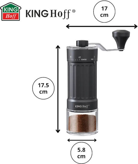 Manual Coffee Grinder Kinghoff Kh 2002 30 G Ceramic Mechanism Gradual Fineness Adjustment Black
