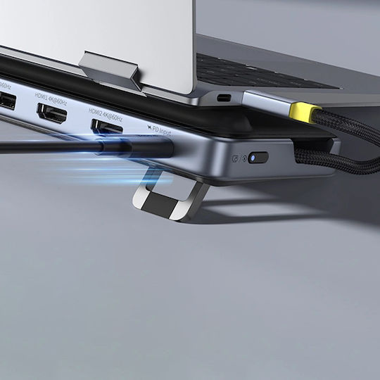 Baseus EliteJoy EH3 USB-C Docking Station με HDMI/DisplayPort 4K PD Ethernet και σύνδεση 2 Οθονών Γκρι