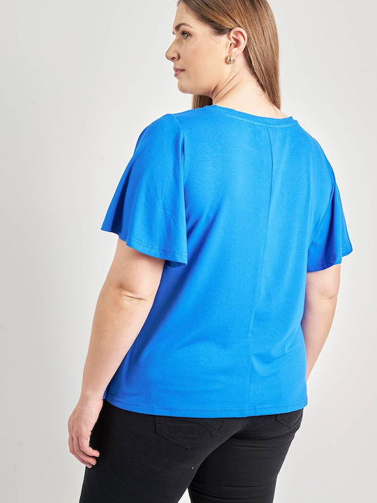 Bluza Damă Mâneci Scurte Albastră