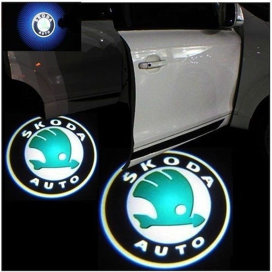 Set 2 Led Embleme Logo Ușă Dedicate Skoda Mașină