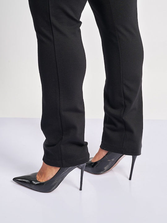 Women's Fabric Trousers with Elastic Black