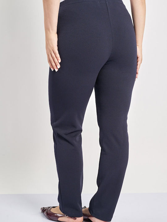 Dama Tesatura Pantaloni cu Elastic cu Croială Slim Albastru