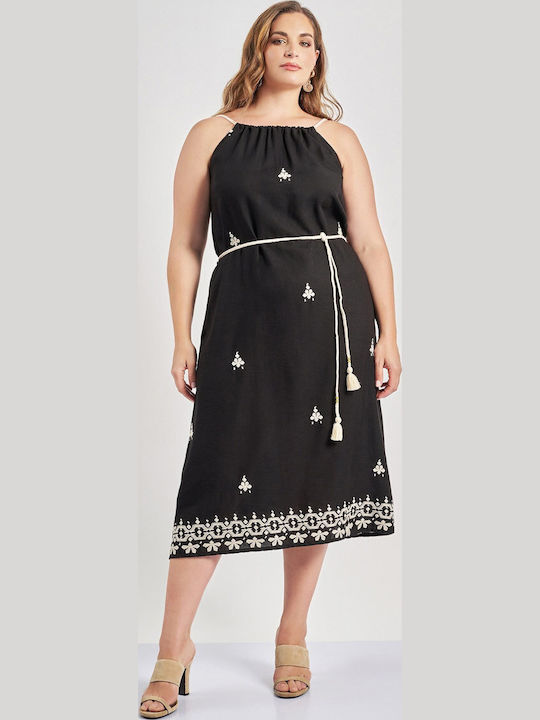 Rochie De Vară Pentru Femei Midi Neagră