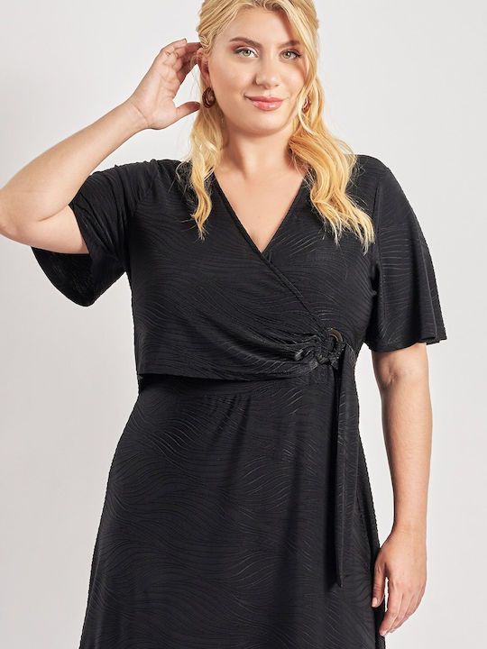Rochie De Vară Midi Wrap-Around Neagră