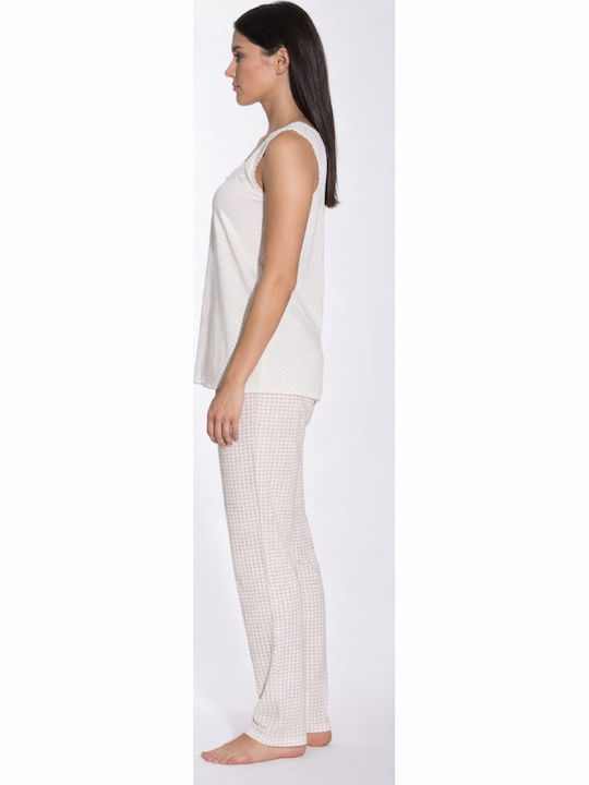 Jeannette Lingerie Χειμερινό Γυναικείο Σετ Πιτζάμας Εκρού