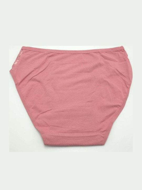 Cotton Women's Briefs with Lace Pink