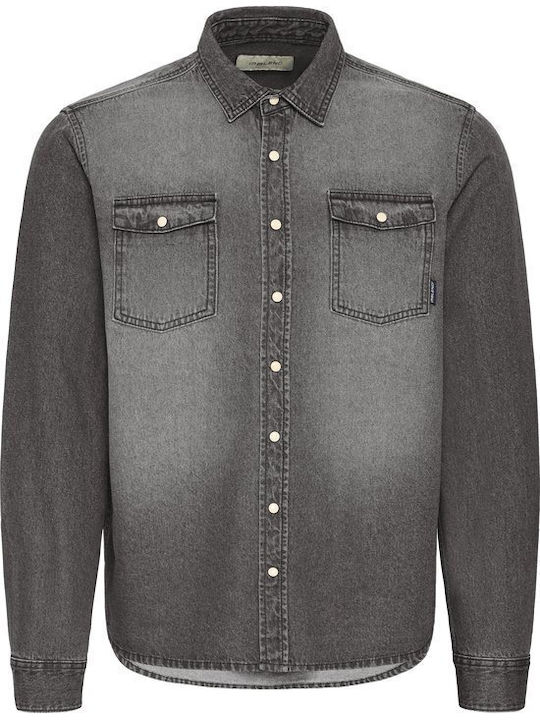 Long Sleeve Denim Shirt in Regular Fit Grey/Black