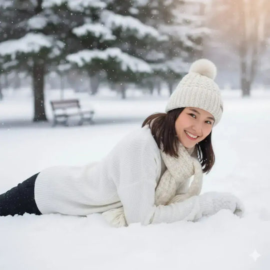 Beanie Beanie Knitted in Beige color