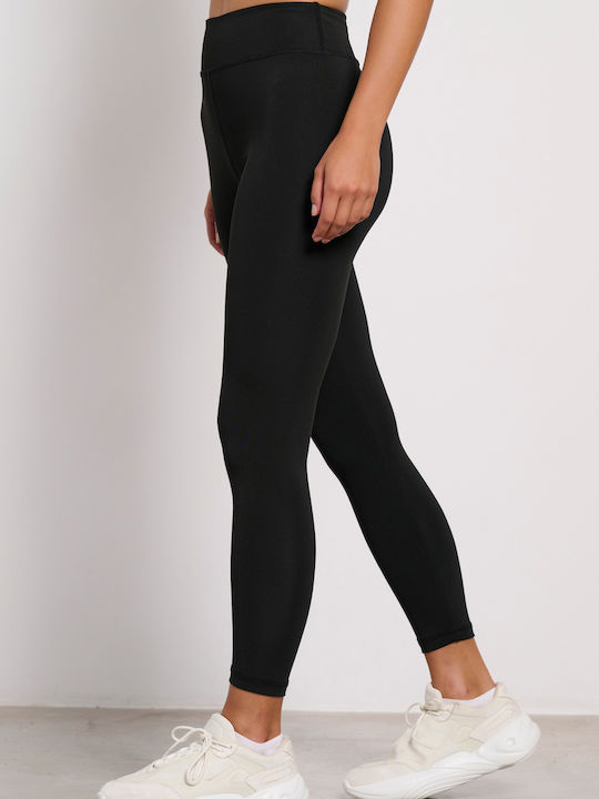Training Damen Gekürzte Hohe Taille Leggings mit Fleece-Beschichtung Schwarz