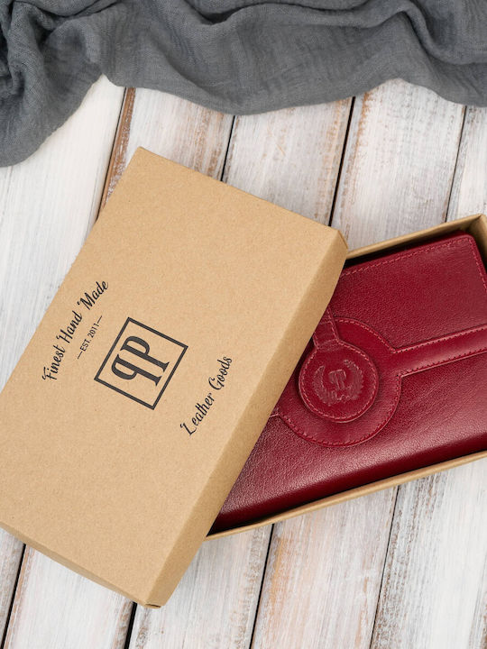 Groß Leder Damen Geldbörse Klassisch mit RFID Rot
