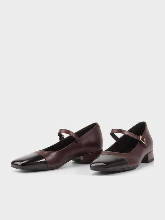 Carmens Debbi Leather Pointed Toe Heels with Strap & Low Burgundy Heel VG3345BP