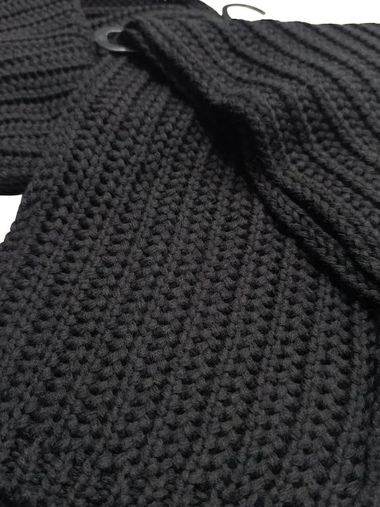 Frauen Set mit Beanie Gestrickt in Schwarz Farbe