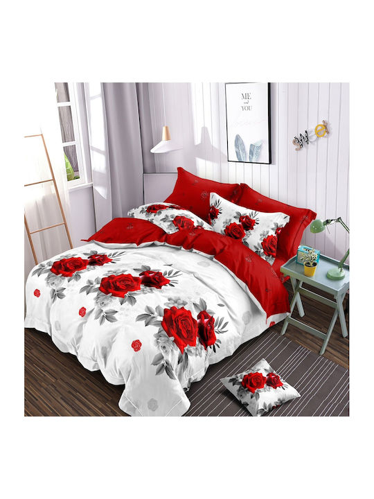 Kotonia Home Set Husă de Pilotă Dublă cu 2 Fețe de Pernă & 1 Cearsaf 200x230 Yoyo Floral