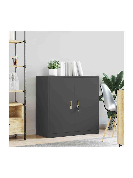 Kabinett Büro Black Velvet-Black Metal 90x40x90cm