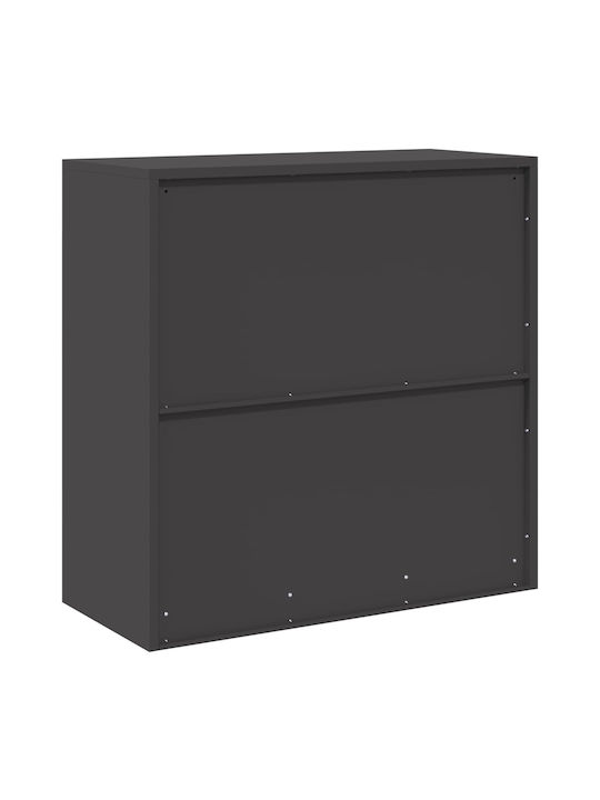 Kabinett Büro Black Velvet-Black Metal 90x40x90cm