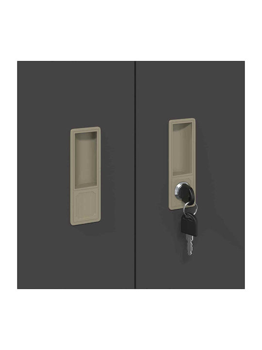Cabinet de Birou Metalic Negru 80x40x105cm