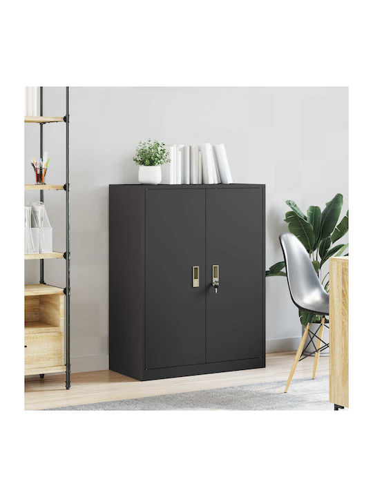 Cabinet de Birou Metalic Negru 80x40x105cm