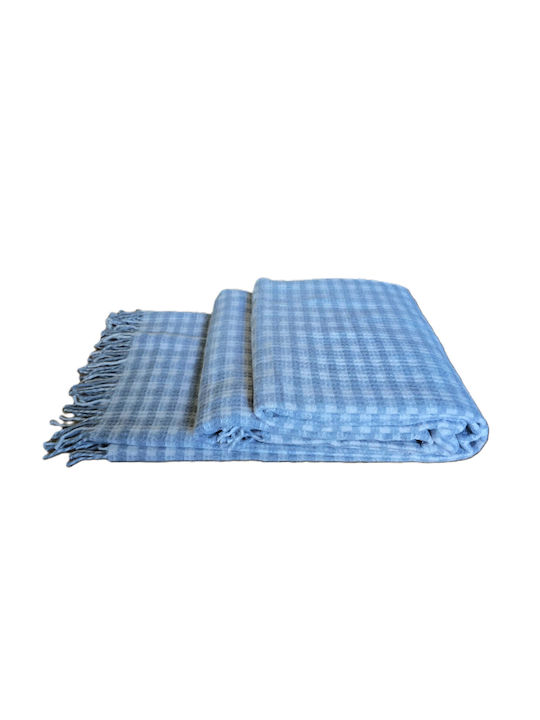 Kotonia Home Pătură Semidublă Cu Franjuri 180x230cm Albastru Deschis