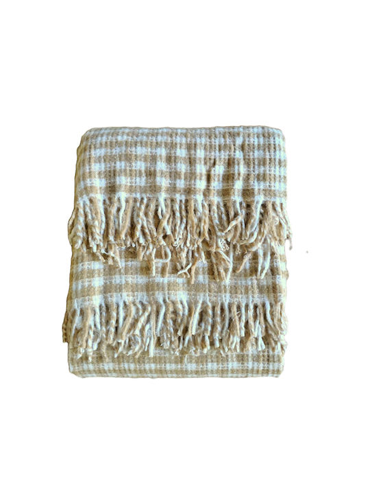 Kotonia Home Pătură Muselină Semidublă Cu Franjuri 180x230cm Caramel