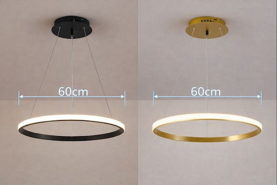 LED Κρεμαστό Φωτιστικό Χρυσό 60x60εκ.
