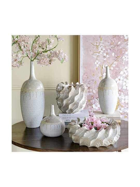 Artekko Decorative Vase Glazed Beige 18.5x18.5x44cm
