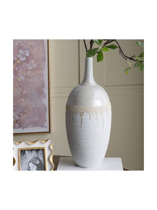 Artekko Decorative Vase Glazed Beige 18.5x18.5x44cm
