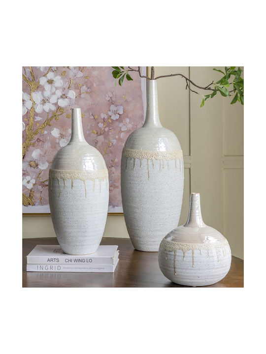 Artekko Decorative Vase Glazed Beige 18.5x18.5x44cm