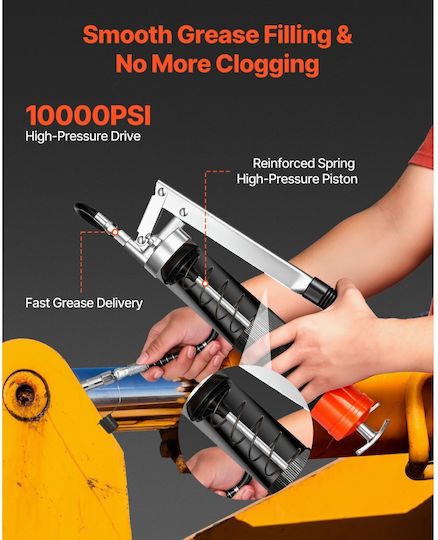 Πιστόλι Λίπανσης Vevor Υψηλής Πίεσης 10000 Psi Κιτ Πιστολιού Λίπανσης Βαρέως Τύπου Λαβή Πιστολιού Χωρητικότητα 0,4 L Περιλαμβάνει Εύκαμπτο Σωλήνα 46 Cm 1 Άκαμπτο Σωλήνα Προέκτασης 1 Ακροφύσιο Αιχμηρού Τύπου Αυτοκίνητα Θαλάσσιες Εφαρμογ