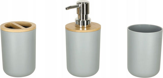 ikonka Plastic Bathroom Accessory Set Gray 6pcs