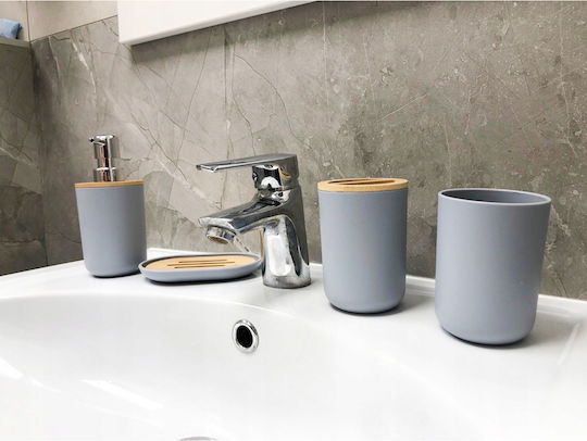 ikonka Plastic Bathroom Accessory Set Gray 6pcs