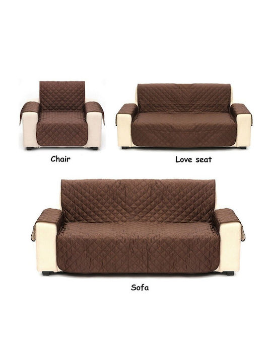 Couch Coat Προστατευτικό Ελαστικό Κάλυμμα Τριθέσιου Καναπέ Καφέ 230x160cm