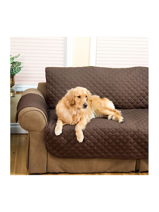 Couch Coat Προστατευτικό Ελαστικό Κάλυμμα Τριθέσιου Καναπέ Καφέ 230x160cm