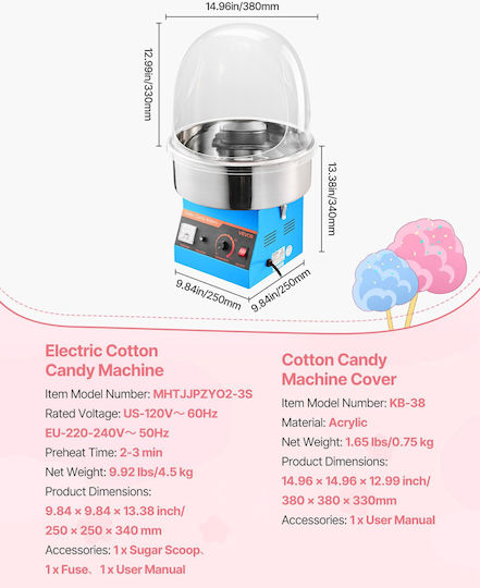 Vevor Candy Floss Maker 33.8cm Blue